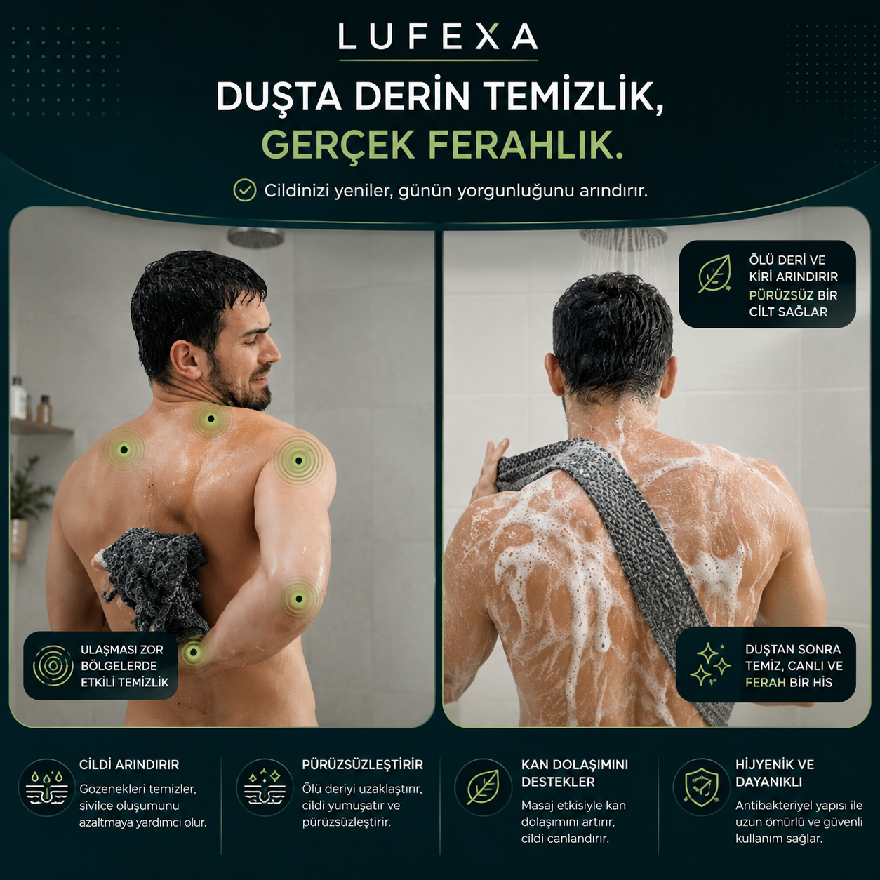LUFEXA Antibakteriyel Peeling Duş Lifi